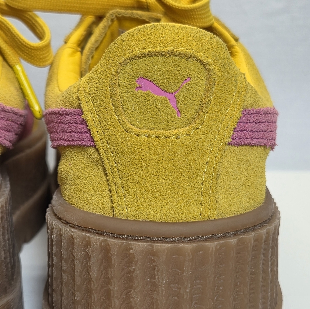 PUMA Rihanna X Fenty Yellow Pink Creeper Shoes Suede Platform 8.5 - Picture 12 of 16